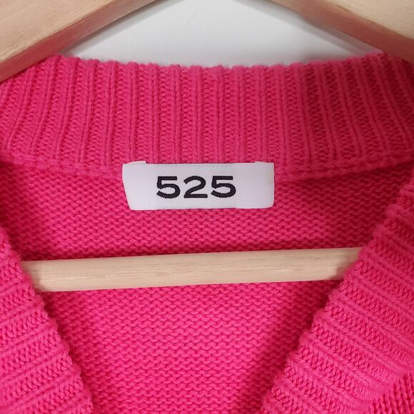 525 America Cropped Sweater Cotton Volume Sleeve Party Pink SP21S002 Size Medium - Picture 2 of 8